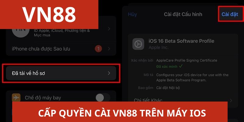 Hội viện phải vào Cài đặt để cấp quyền cài app trên máy iOS